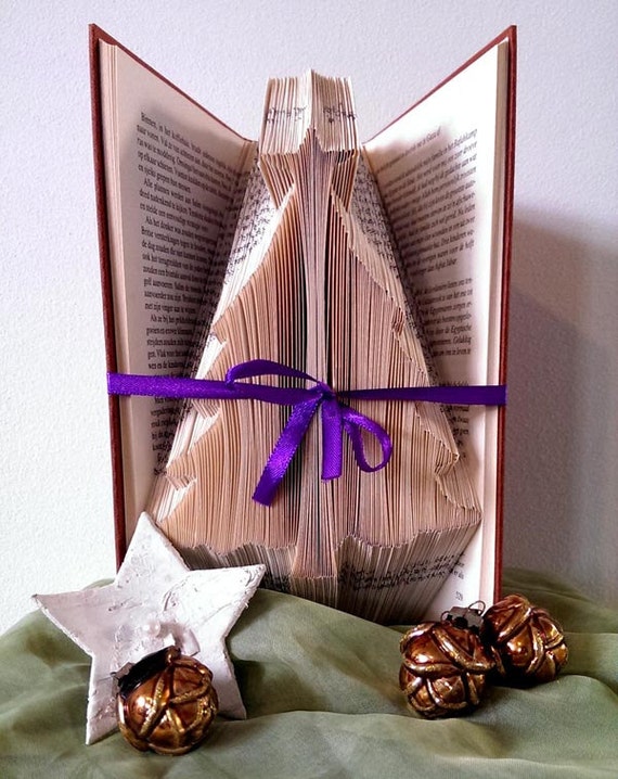 Items similar to Christmas Tree - Folded Book Art - Book ...