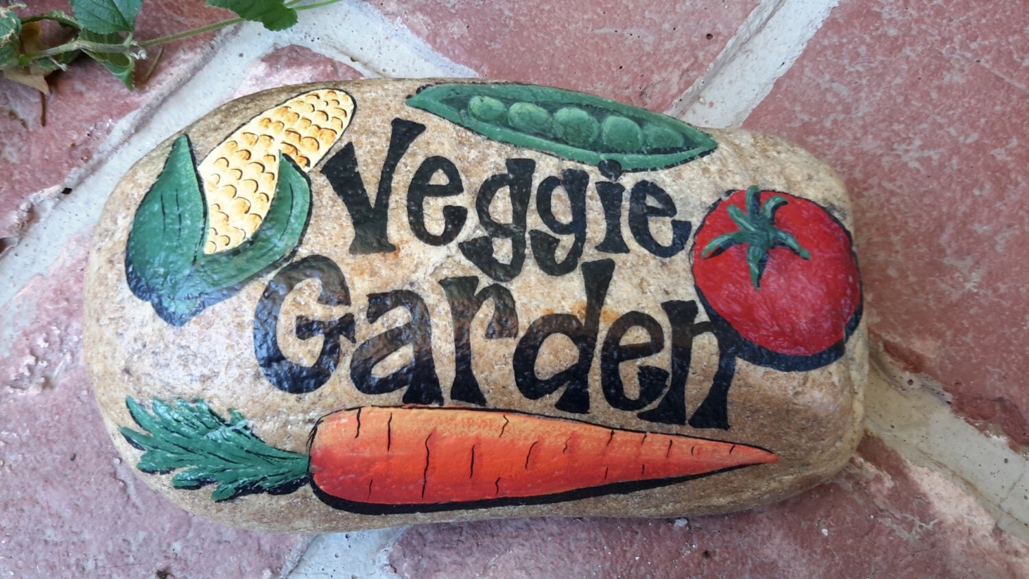 Veggie Garden painted rock vegetable garden marker