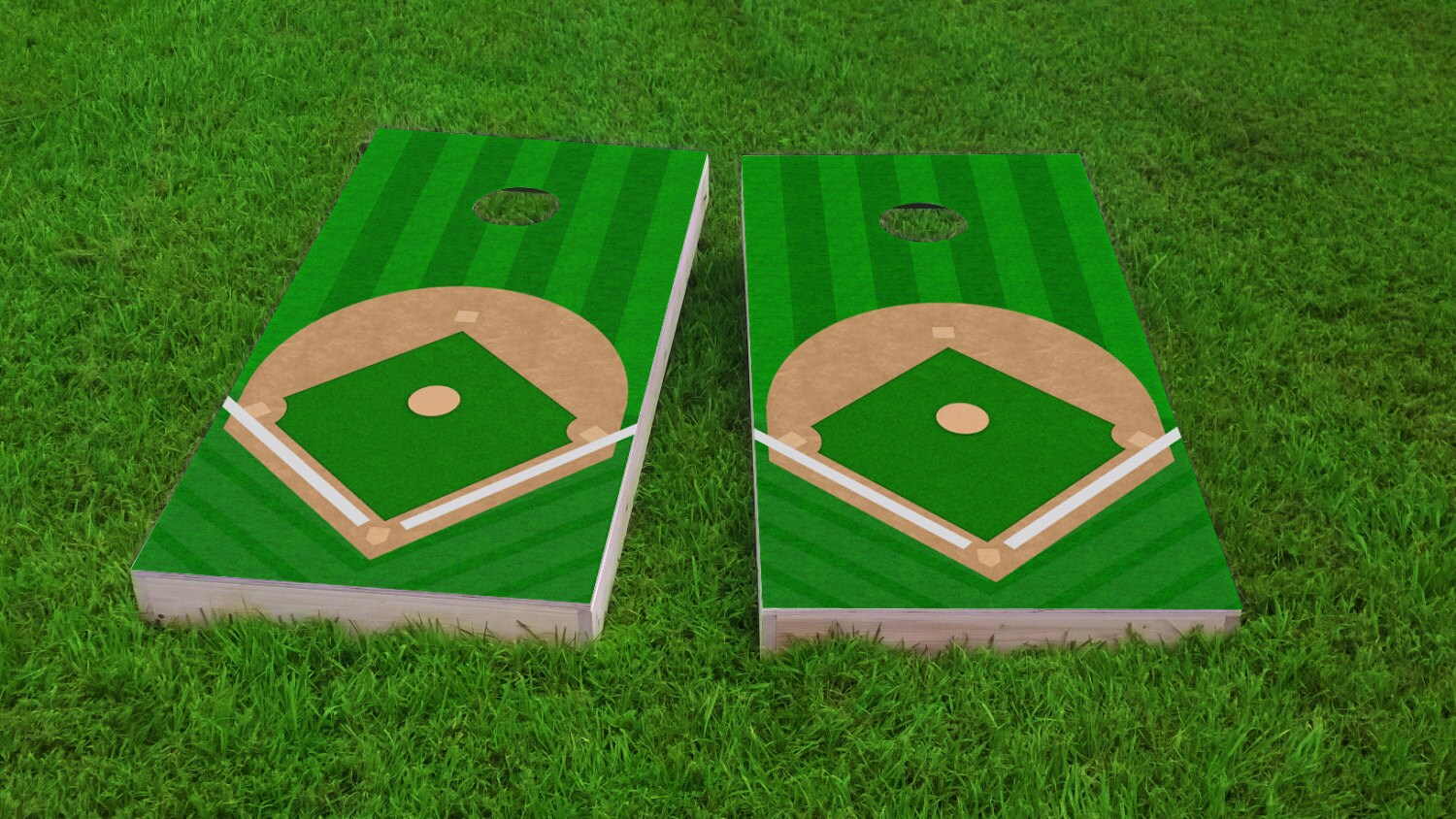 Baseball Diamond Theme 2x4 Custom Cornhole Board Set with bags