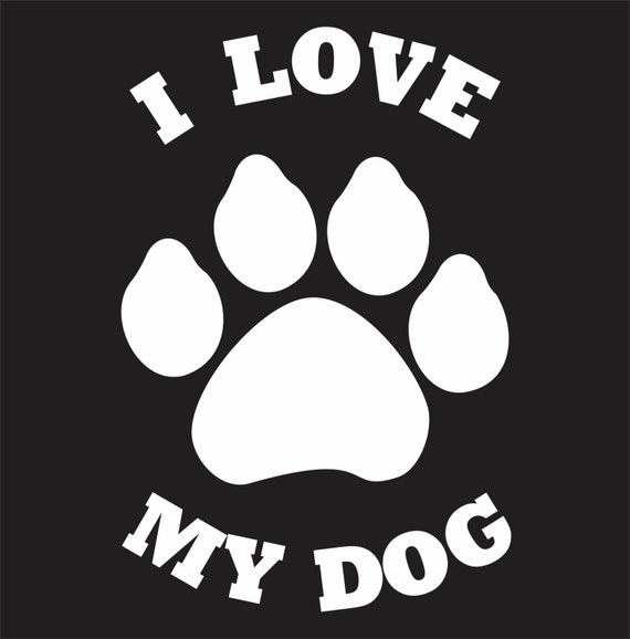 I Love My Dog Paw Print Bumper Sticker by SkyhawkStickerDepot