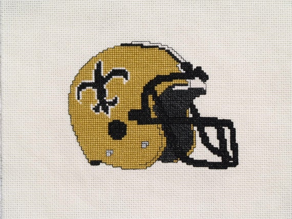 Completed NFL New Orleans Saints Helmet Cross Stitch