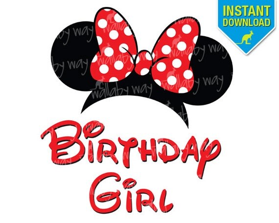 Minnie Birthday Printable Iron On Transfer or Use as Clip Art