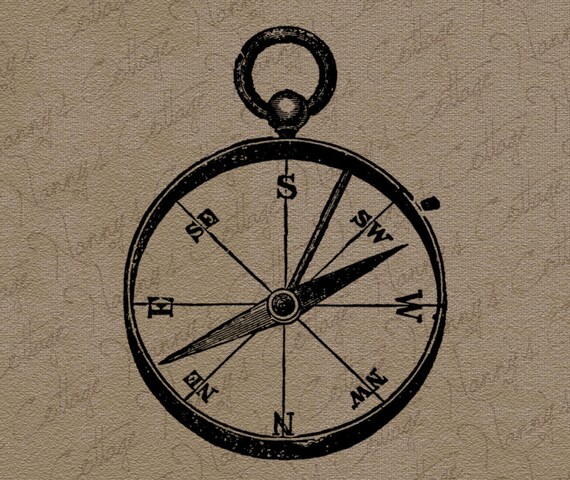 Items similar to Antique Compass Clip Art Illustration Vintage Digital ...