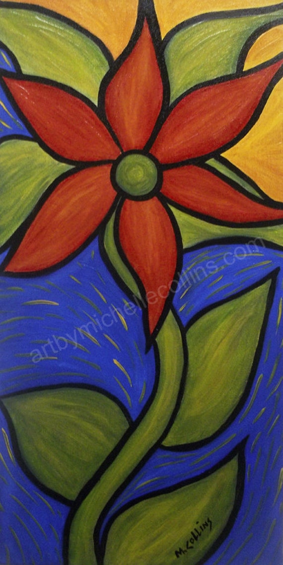 Bright Colorful Abstract Flower Canvas by artbymichellecollins