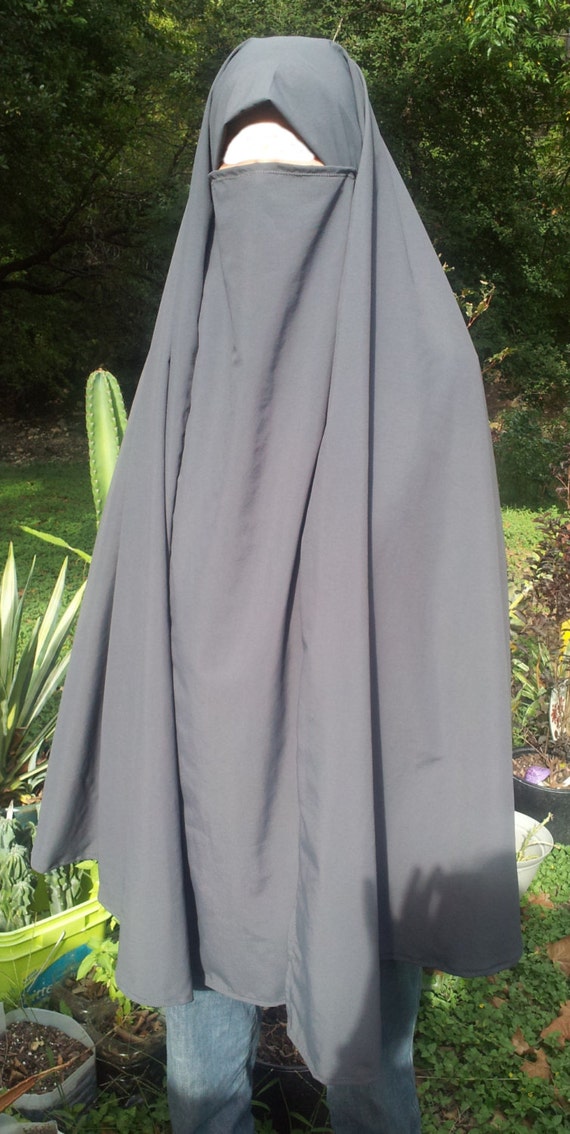 Items Similar To Pak Chador Khimar With Attached Niqab Charcoal Gray On