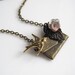 Flying Swallow, Copper Frosted Flower, Envelope Locket Necklace. Secret Compartment/Hiding place, Photo/Trinket Locket Shabby Chic Necklace.
