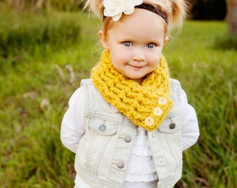 Yellow Citron Toddler Scarf 1T to 4T Toddler Girl Scarf Toddler Boy Scarf Yellow Toddler Scarf Toddler Scarflette Yellow Button Scarf Warm