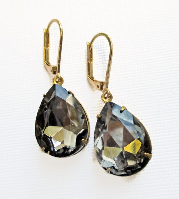 Smoky Grey Gray Crystal Earrings Bridesmaid by ParisienneGirl