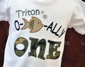 Ofishally One Shirt - Fishing Birthday Shirt - Personalized Fishing Birthday Shirt - First Birthday Shirt - Boys Birthday Shirt - Camo