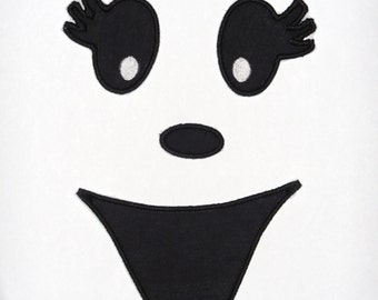 Embroidered Iron On Applique "Girl Ghost Face" RTS