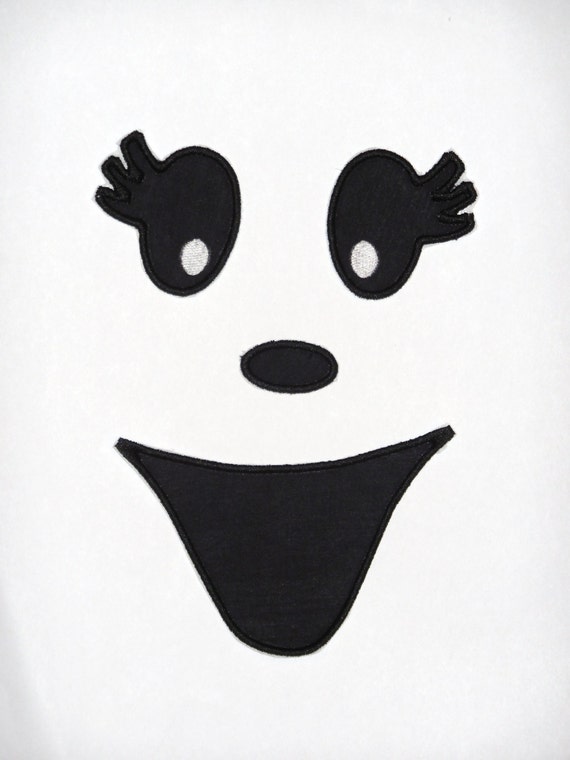 Embroidered Iron On Applique Girl Ghost Face RTS