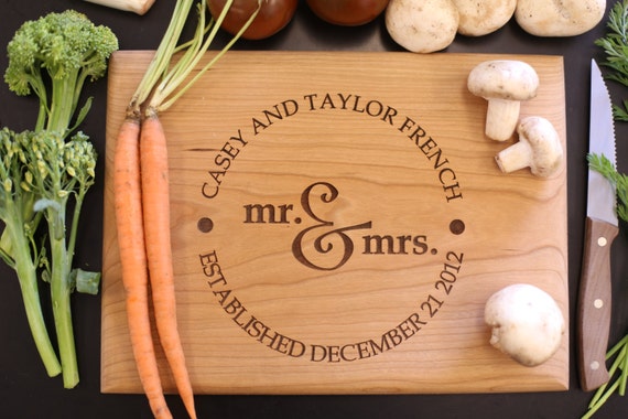 Personalized Cutting Board Newlyweds Christmas Gift Bridal Shower Gift Wedding Gift Engraved (Item Number MHD20015) by braggingbags