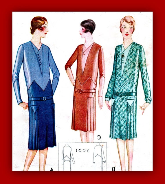 dress vogue pattern flapper McCALL 5031  Dress Sewing 1920's Vintage  Waist Drop Pattern FLAPPER