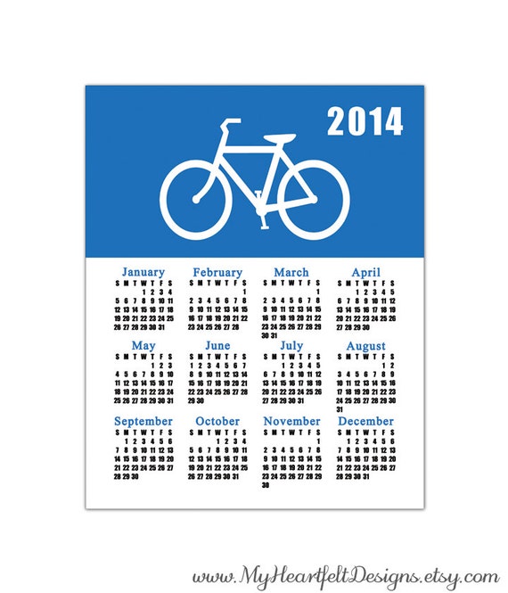 Blue/White Bike Calendar