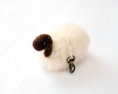 Tiny White wool sheep keychain - 1 pcs, waldorf toys. stufed toys. Fairy Forest animal toys for playscape
