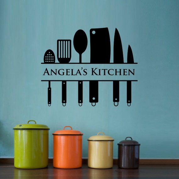 Kitchen Wall Decal Custom Name Decal Kitchen Utensil Wall
