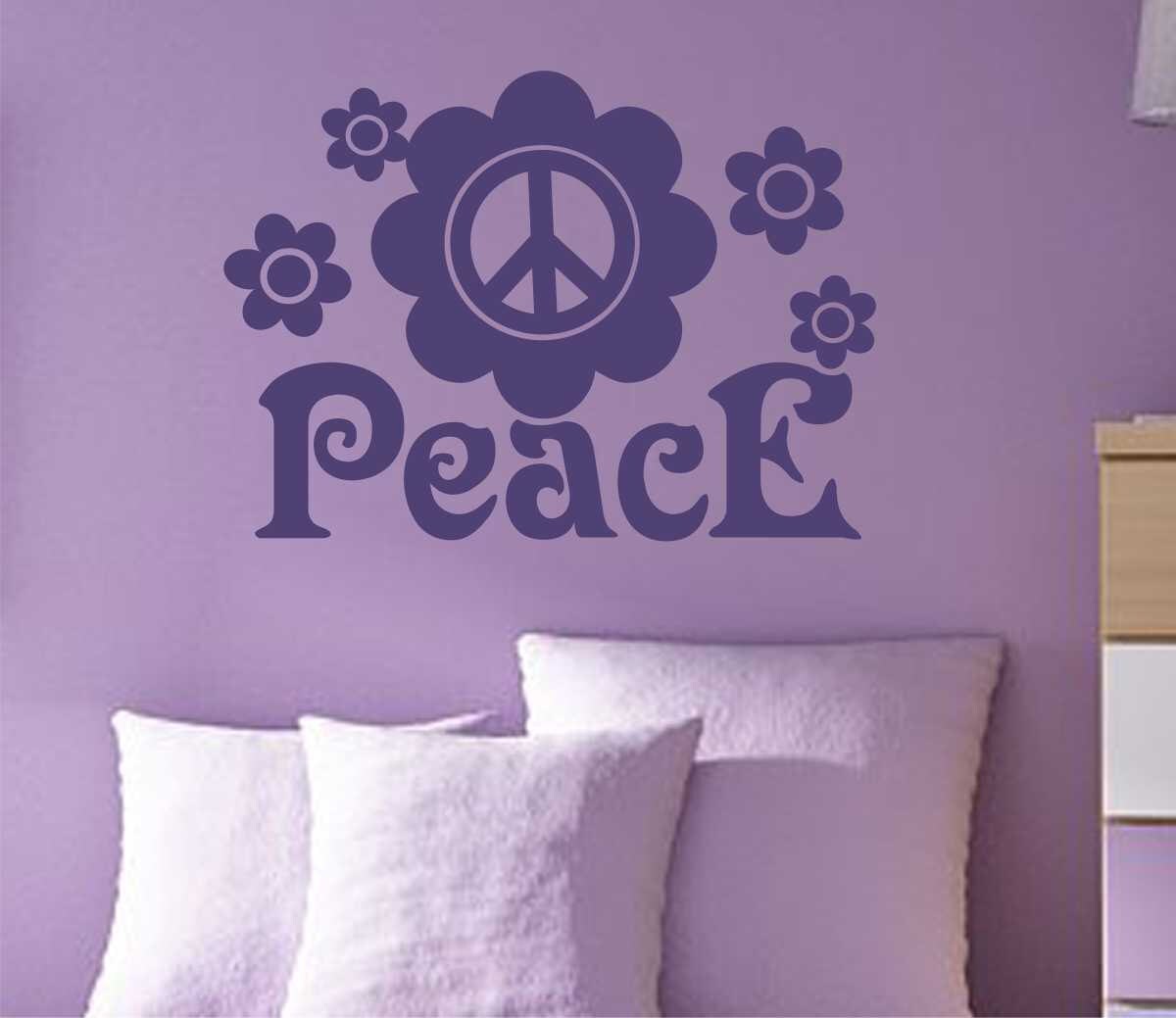 Flower Peace Sign Vinyl Wall Lettering Vinyl Wall Decals