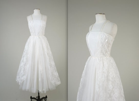 ... wedding dress ⢠vintage 50s dress ⢠tea length prom dress (SH ... wedding dress ⢠vintage 50s dress ⢠tea length prom dress (SH
