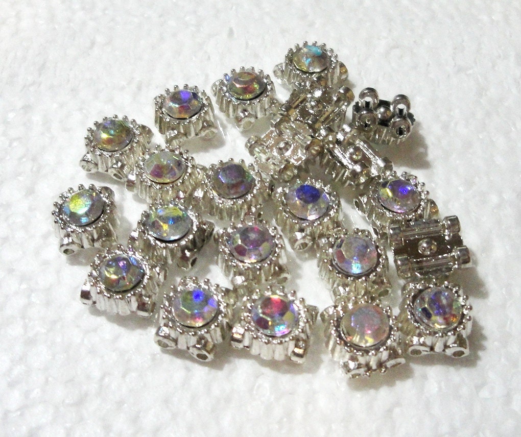 Silver Slider Beads 2 Hole Slider Bead Connector by BijiBijoux