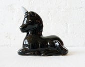 Black Stardust Unicorn Porcelain - Glitter Dispenser - Vintage Salt Pepper Shaker - Mythical Creature - Arsenal of Magic Collection