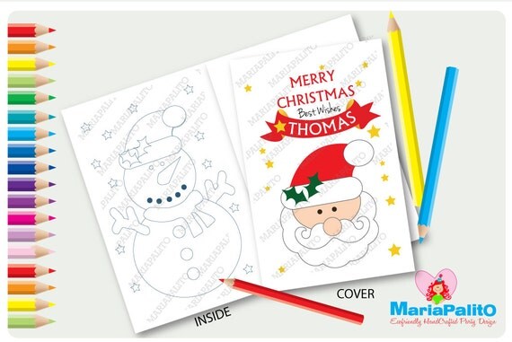 Coloring Book, Christmas Coloring books,6 Santa Merry Christmas Personalized Coloring Books Party Favors A1082 Il_570xn