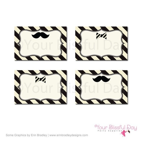 PRINTABLE Mustache Bash Label Tents #110 Il_570xn