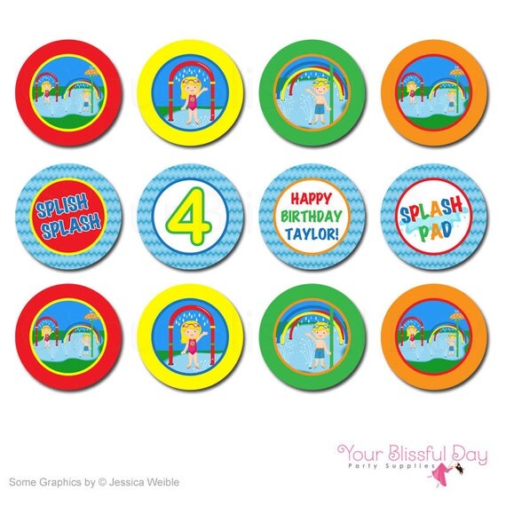 PRINTABLE Splash Pad Party Circles (Personalized) #588 Il_570xn