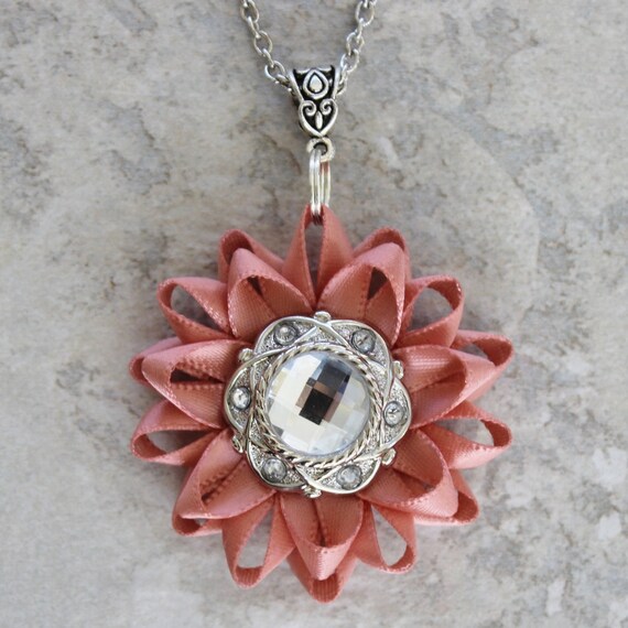 Blush Necklace Blush Pink Flower Pendant by PetalPerceptions