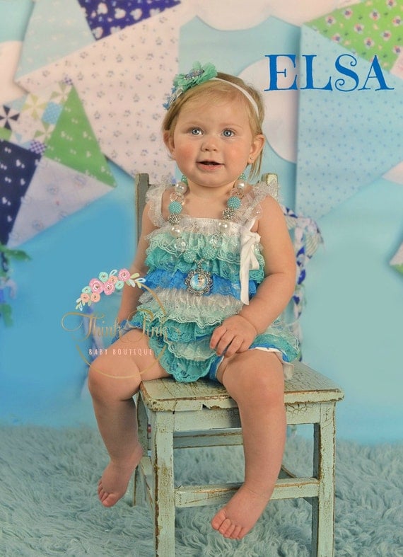 Frozen Elsa Lace romper, lace romper, girls lace romper, Smash cake outfit, Petti Lace Romper, Halloween princess elsa, 1st birthday outfit. by ThinkPinkBows