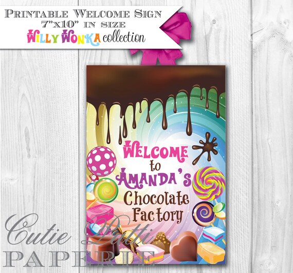 Willy Wonka PRINTABLE WELCOME SIGN Cutie Putti Paperie