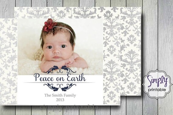 Silver Damask Photo Card Il_570xn
