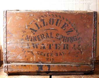 Vintage Wood Crate - Allouez Mineral Springs Water, Green Bay, Wisconsin