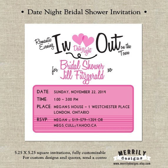 Date Night Themed Bridal Shower Invitations 3