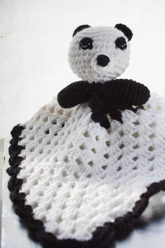 Items similar to Crocheted Panda Baby Blanket Lovey on Etsy
