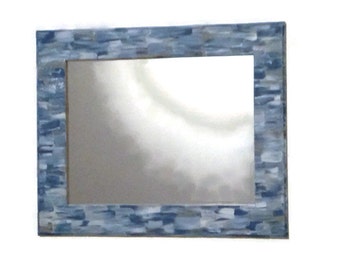 Blue framed mirror | Etsy - Beach themed bathroom Mirror, Shabby Chic, Hand Painted Ornate Hanging  Mirror