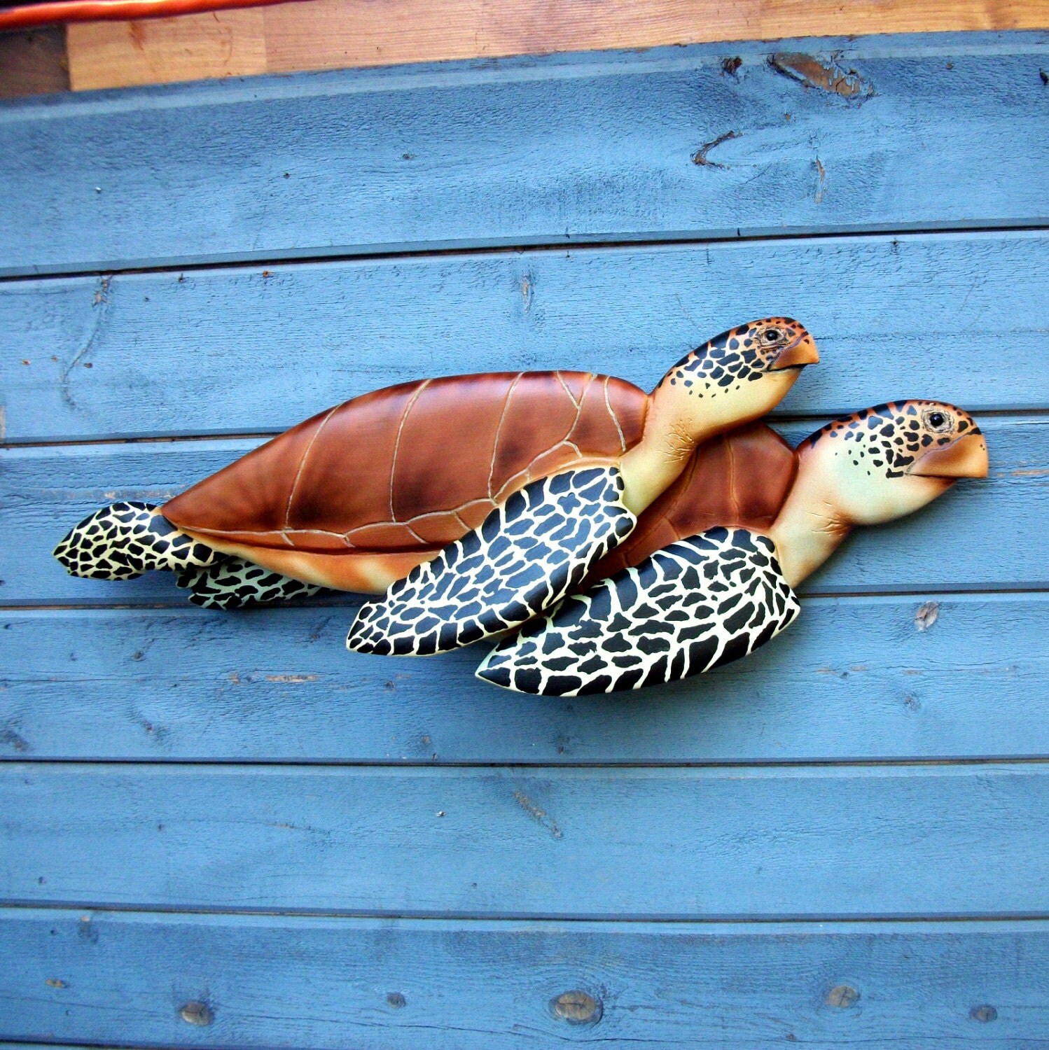 SEA TURTLE wood carving beach marine art marine life by WOODNARTS