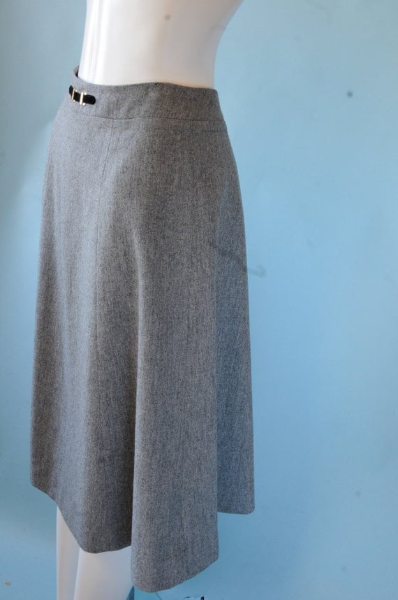 1970s grey wool a-line skirt