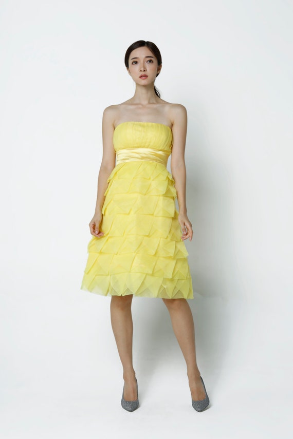 Yellow Wedding dressTulle party dress bridesmaid dressProm ...