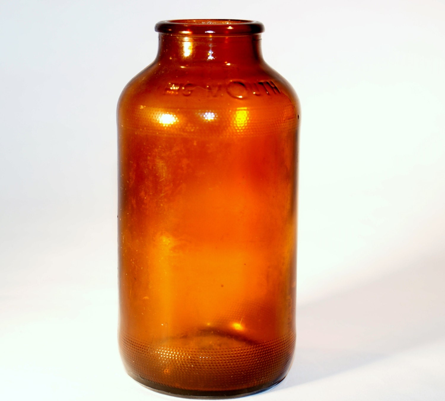 Download 1921 Big Mouth Pill Bottle Amber Glass