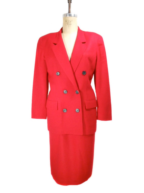 vintage 1980s CHRISTIAN DIOR skirt suit / red wool / The Suit