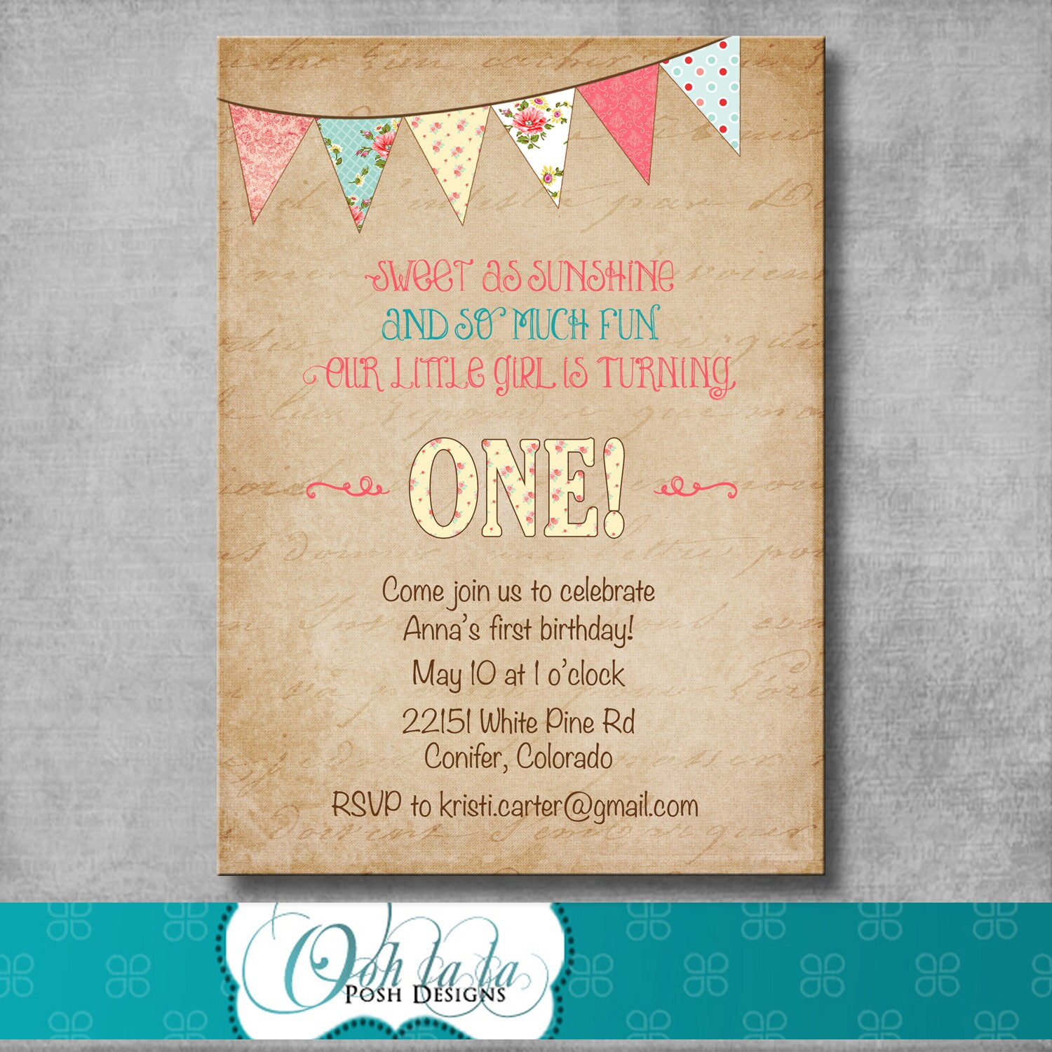 shabby chic first birthday invitation digital file shabby chic first birthday invitation digital file