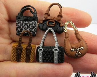 Jesse James Buttons 5 pc a POSH PURSES Handbag Girly Buttons OR Turn them Into Flatback Decoden Cabochons