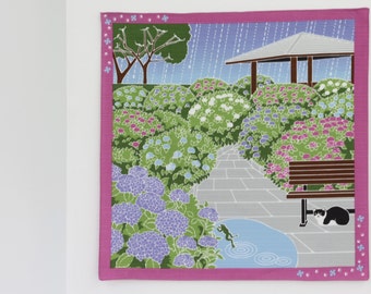 Japanese fabric furoshiki cat cotton towel, wrapping cloth cat fabric, kawaii fabric, japanese yukata, kimono fabric, japanese tenugui