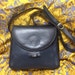 Vintage Burberry navy leather shoulder bag with navy nova check interior lining. Unisex daily use vintage Burberrys