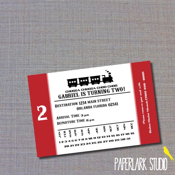 Choo Choo Train Ticket Birthday Invitation