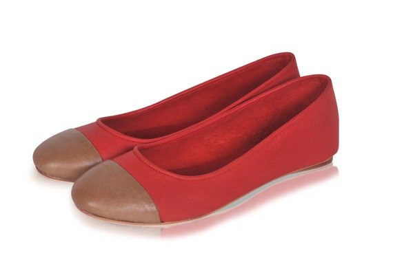 ANN. Ruby red shoes / red flat shoes / Leather ballet flats / red leather shoes. Sizes US 4-13. Available in different leather colors.