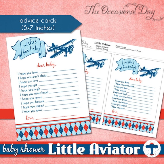 cards advice shower baby pdf Baby The Cards PRINTABLE Little Aviator Shower by â€¢ Advice â€¢