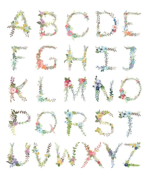 Printable Letters With Flowers | floral alphabet print Printable Letters With Flowers | floral alphabet print