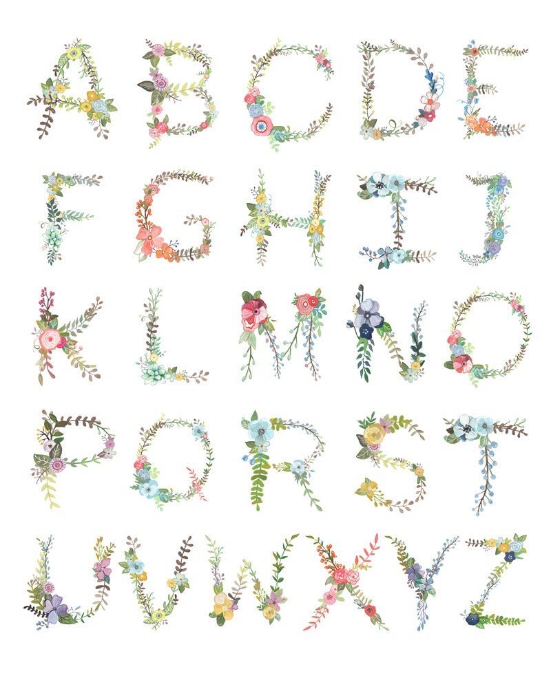 floral alphabet print