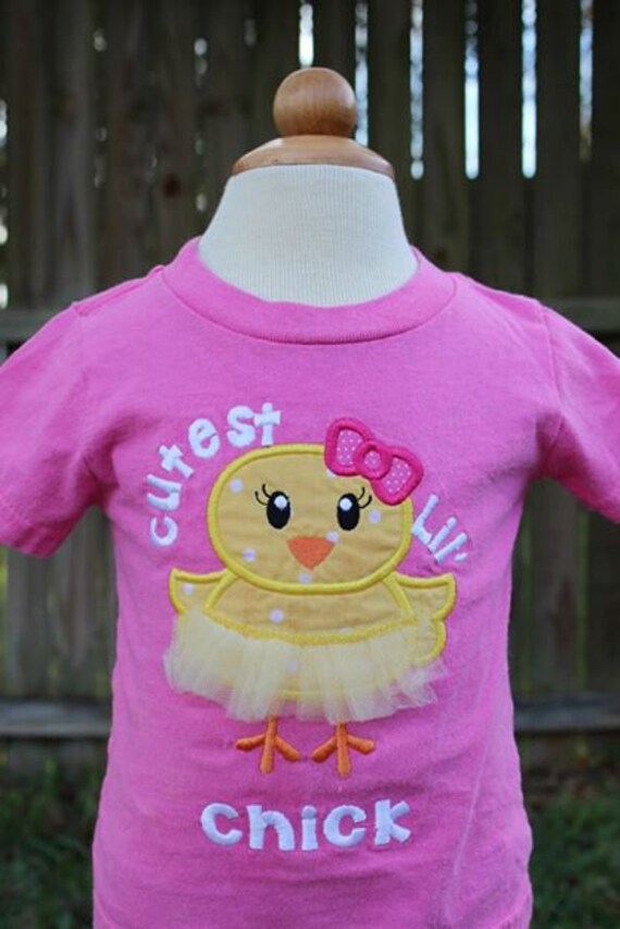 Items similar to Cutest Lil' Chick Applique Shirt Easter Girl